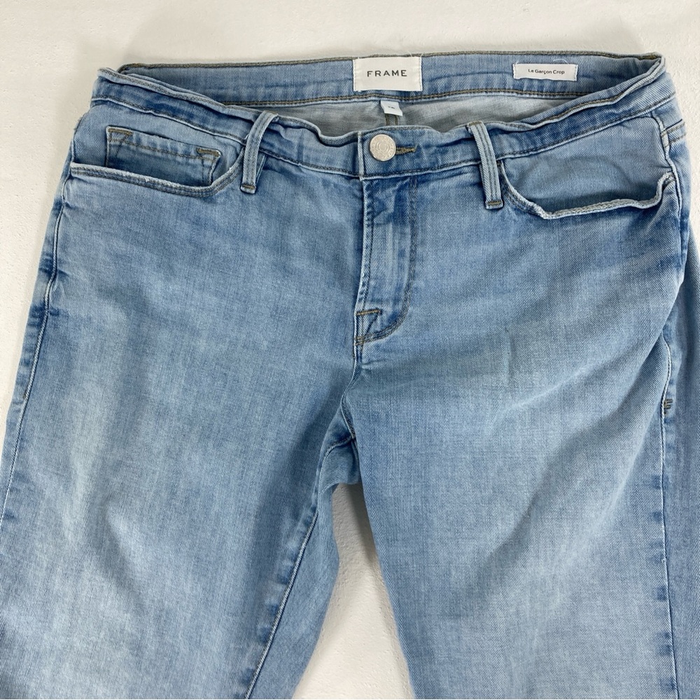 Frame Le Garcon Crop Boyfriend jeans Womens Size 28 Blue straight Distressed - Picture 3 of 16